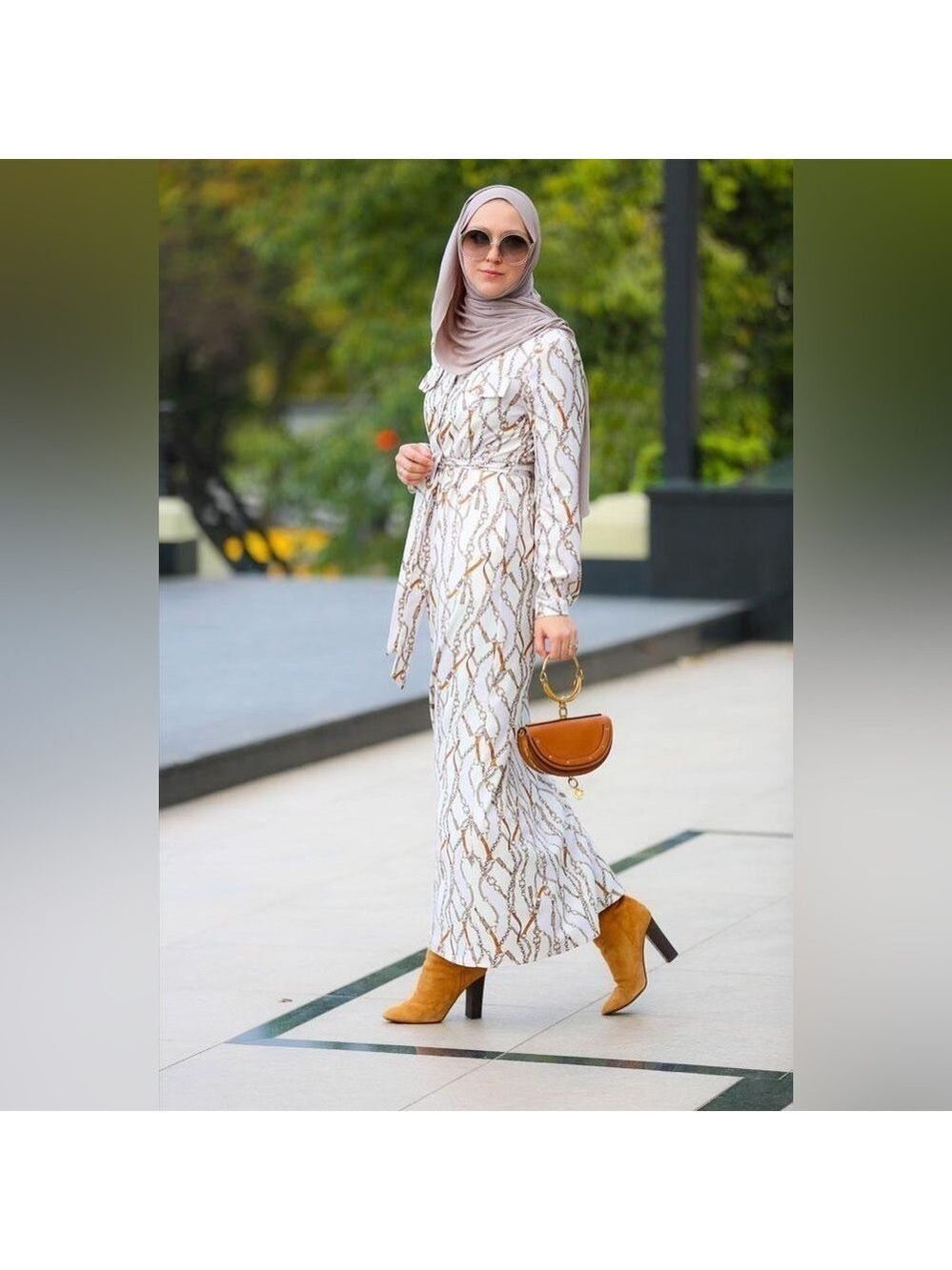 ANNAH HARIRI Modest Chains Classic Shirt Long Sleeve Maxi Dress